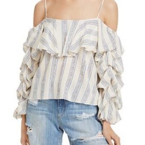 Misa Los Angeles Stripes Cascading Sleeve Blouse S